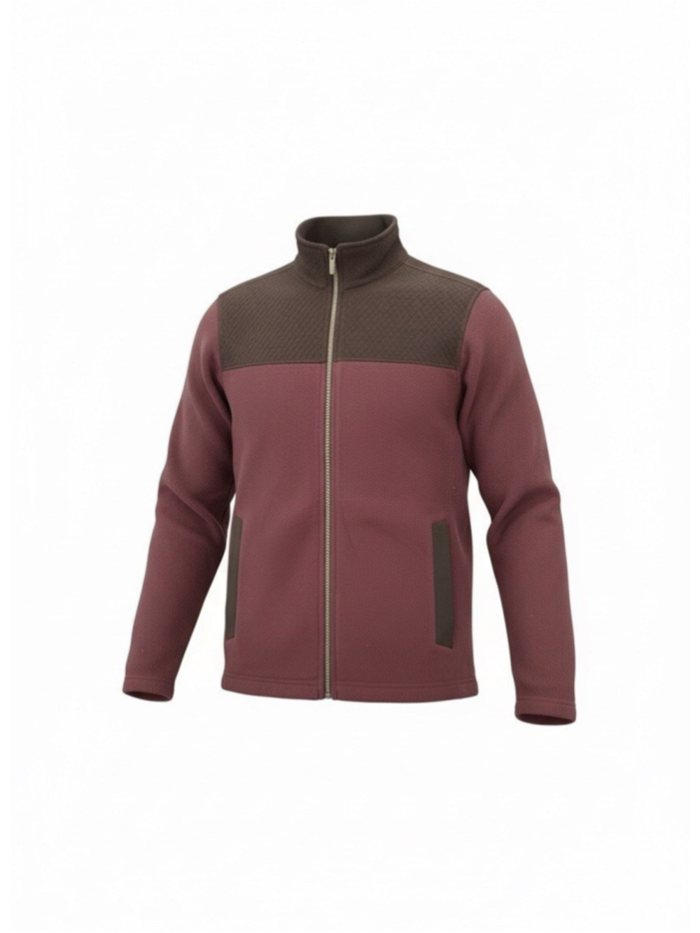 Lands End Fleece Jacket Mens Small 34-36 Darkest Plum Purple Full Zip Yoke Coat